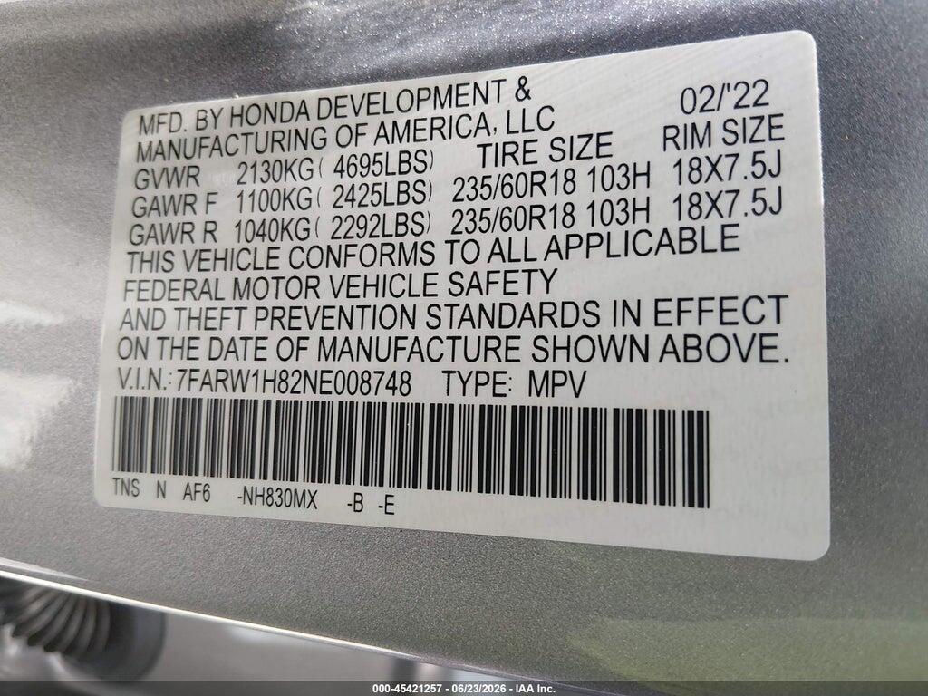 7FARW1H82NE008748 2022 HONDA CR-V photo no. 9