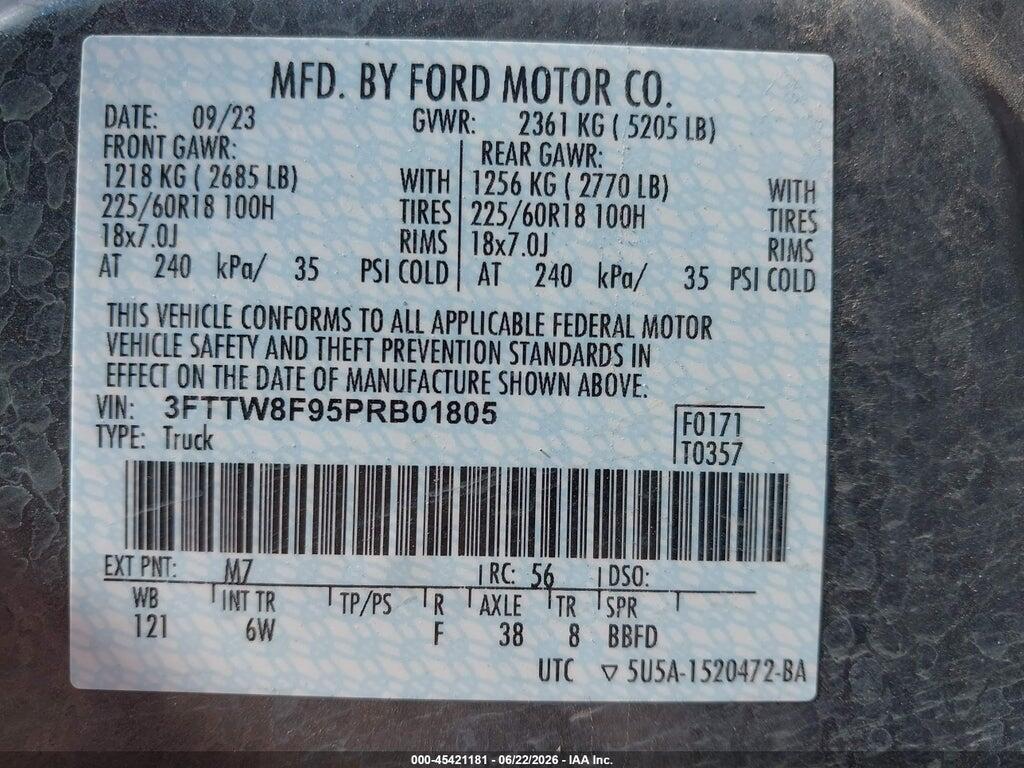 3FTTW8F95PRB01805 2023 FORD MAVERICK photo no. 9
