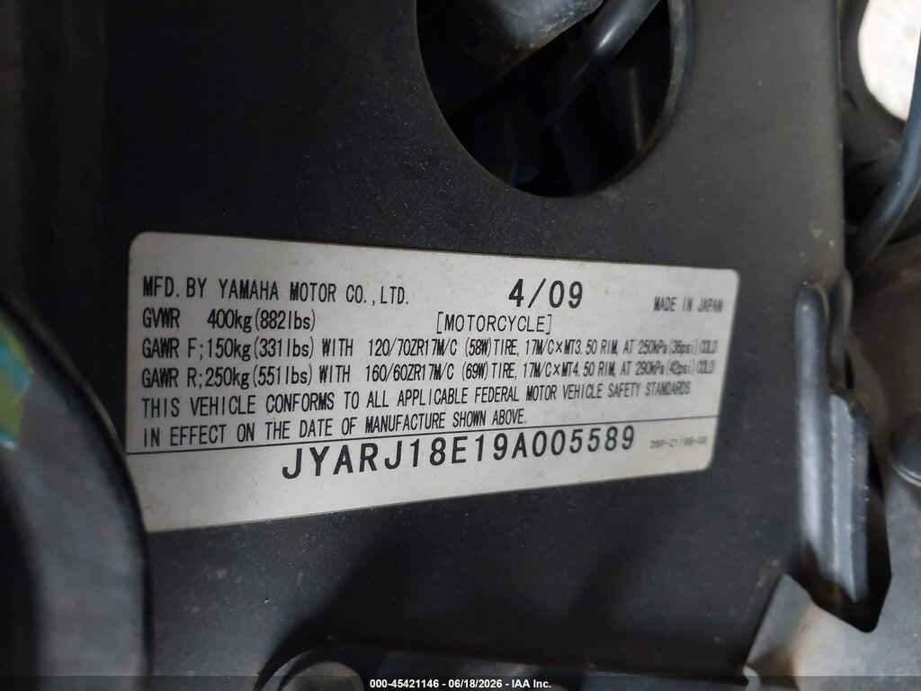 JYARJ18E19A005589 2009 YAMAHA FZ6 photo no. 10