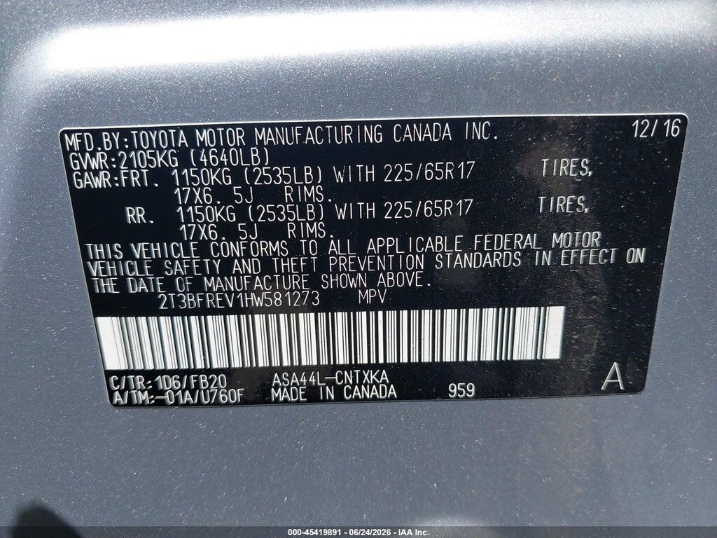 2T3BFREV1HW581273 2017 TOYOTA RAV4 photo no. 9