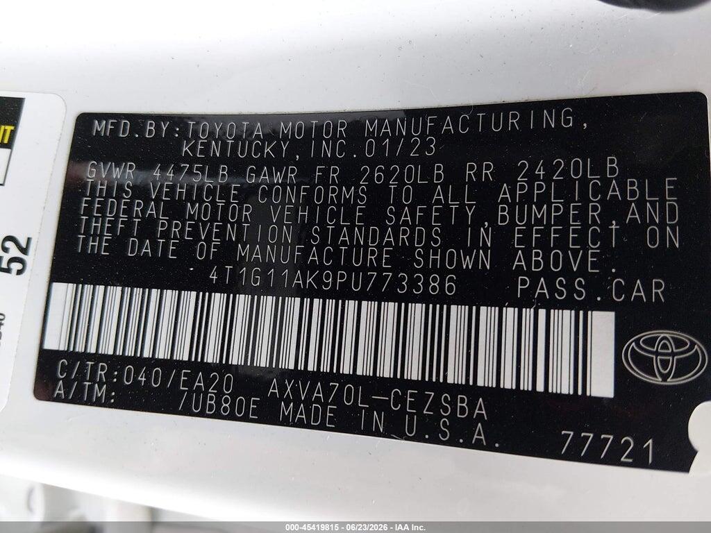 4T1G11AK9PU773386 2023 TOYOTA CAMRY photo no. 9