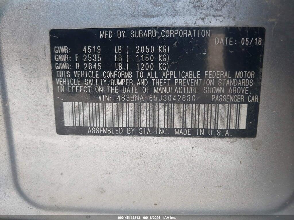 4S3BNAF65J3042630 2018 SUBARU LEGACY photo no. 9
