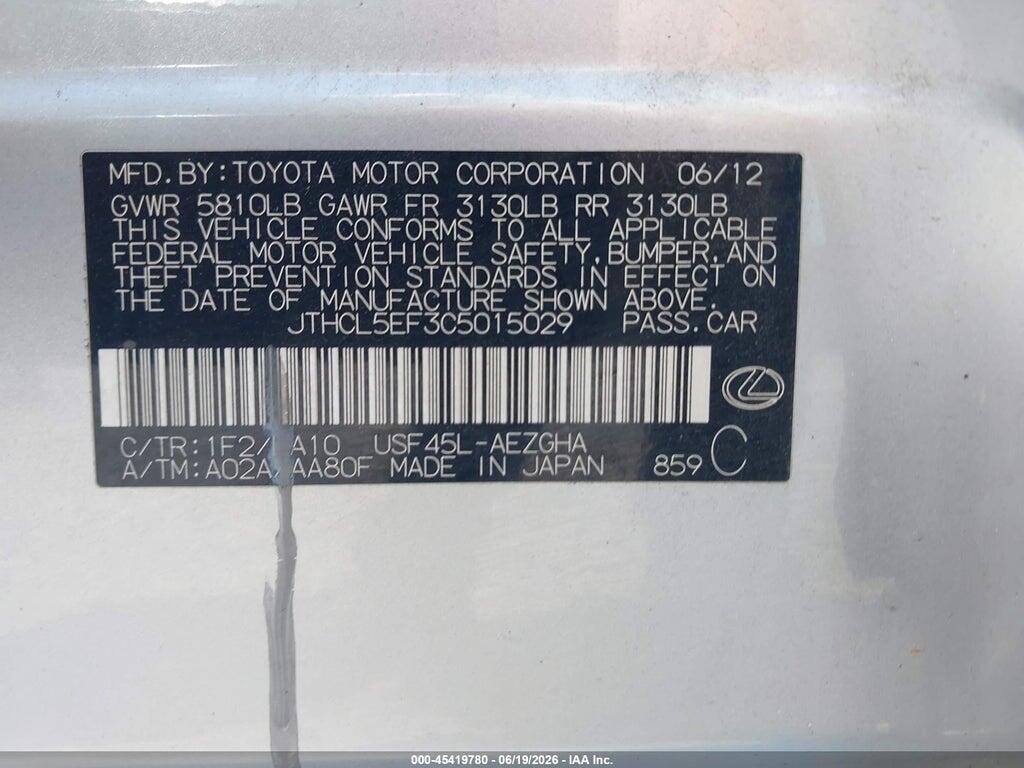 JTHCL5EF3C5015029 2012 LEXUS LS 460 photo no. 9