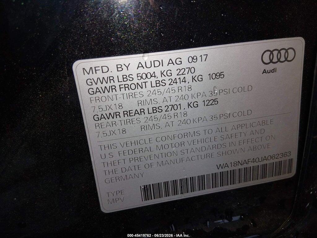 WA18NAF40JA062363 2018 AUDI A4 ALLROAD photo no. 9