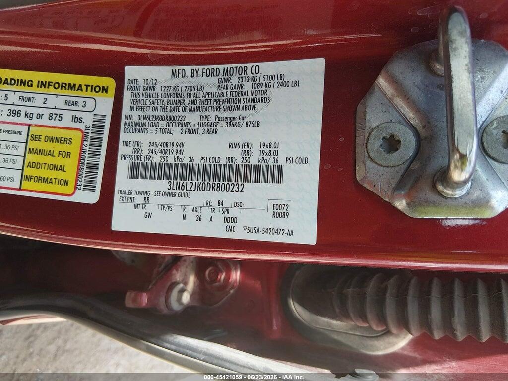 3LN6L2JK0DR800232 2013 LINCOLN MKZ photo no. 9