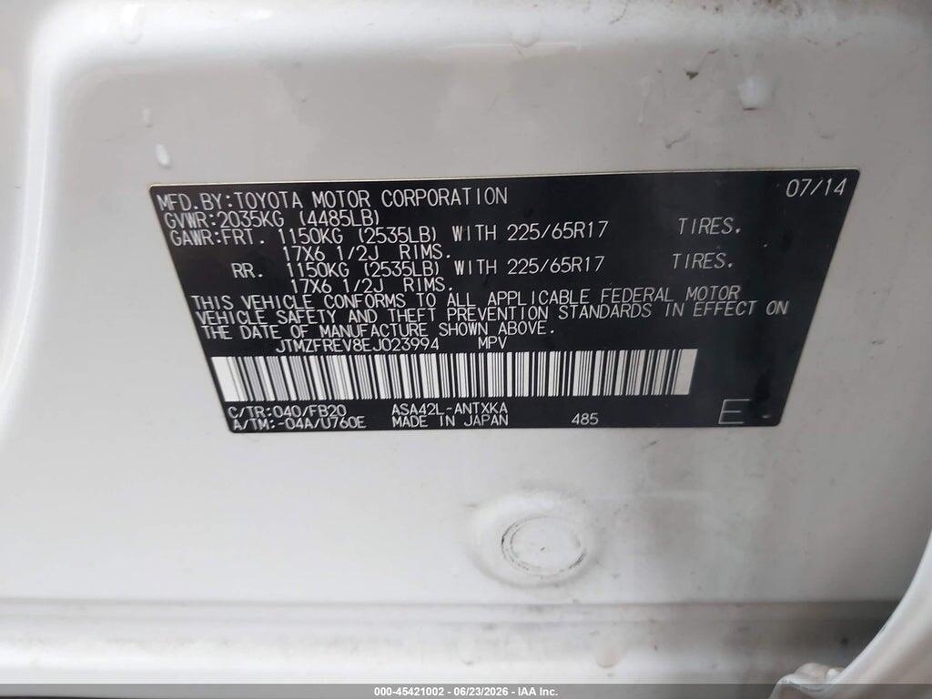 JTMZFREV8EJ023994 2014 TOYOTA RAV4 photo no. 9