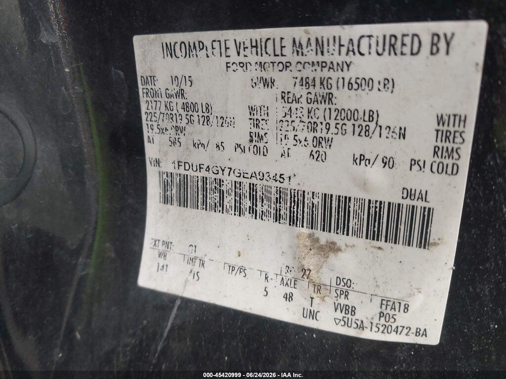 1FDUF4GY7GEA93451 2016 FORD F-450 CHASSIS photo no. 9