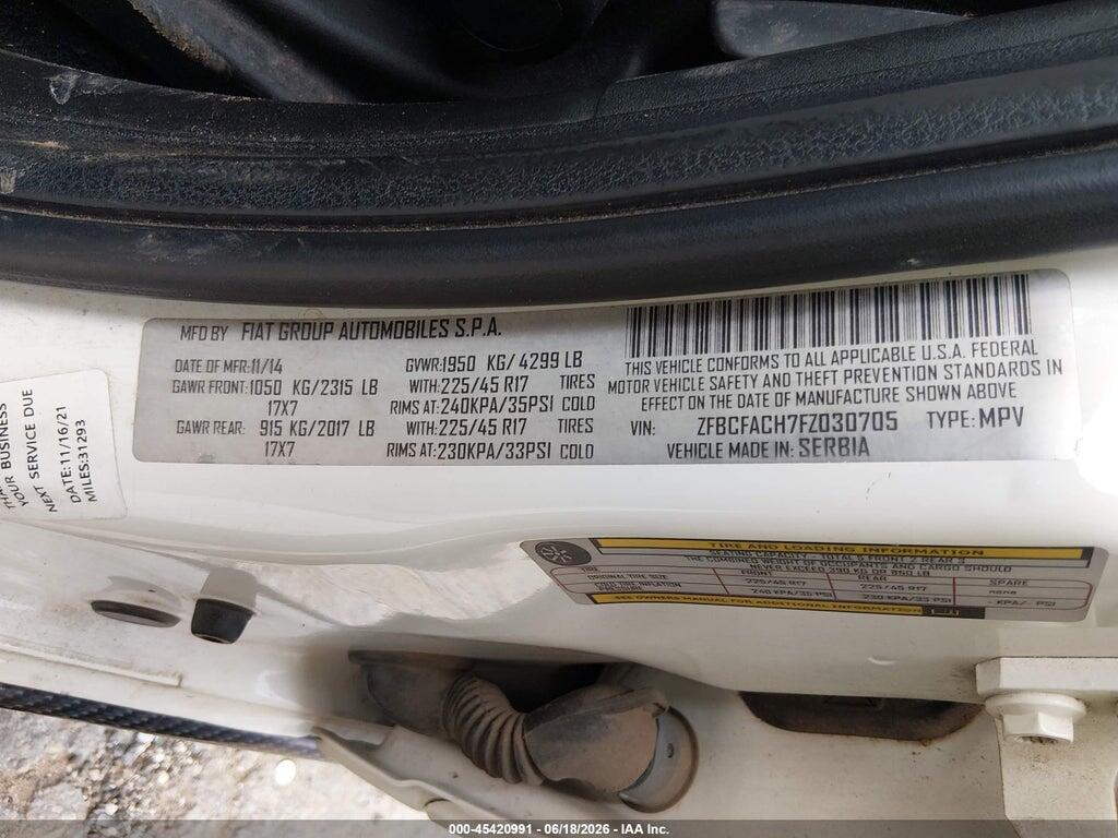 ZFBCFACH7FZ030705 2015 FIAT 500L photo no. 9