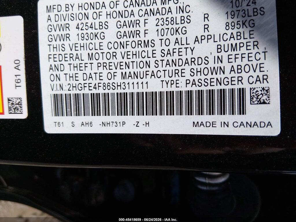 2HGFE4F86SH311111 2025 HONDA CIVIC HYBRID photo no. 9