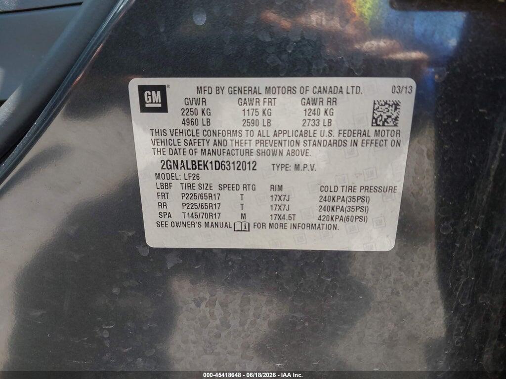 2GNALBEK1D6312012 2013 CHEVROLET EQUINOX photo no. 9