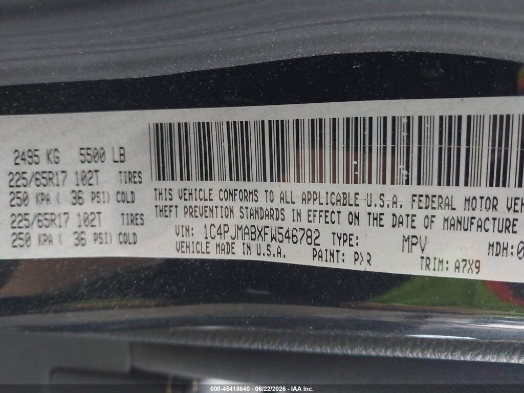 1C4PJMABXFW546782 2015 JEEP CHEROKEE photo no. 9
