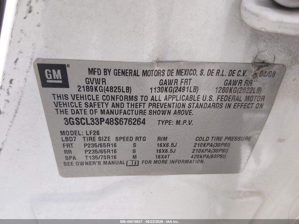 3GSCL33P48S676264 2008 SATURN VUE photo no. 9