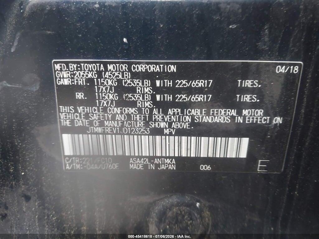 JTMWFREV1JD123253 2018 TOYOTA RAV4 photo no. 9