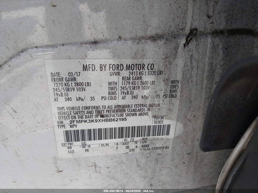 2FMPK3K9XHBB62195 2017 FORD EDGE photo no. 9
