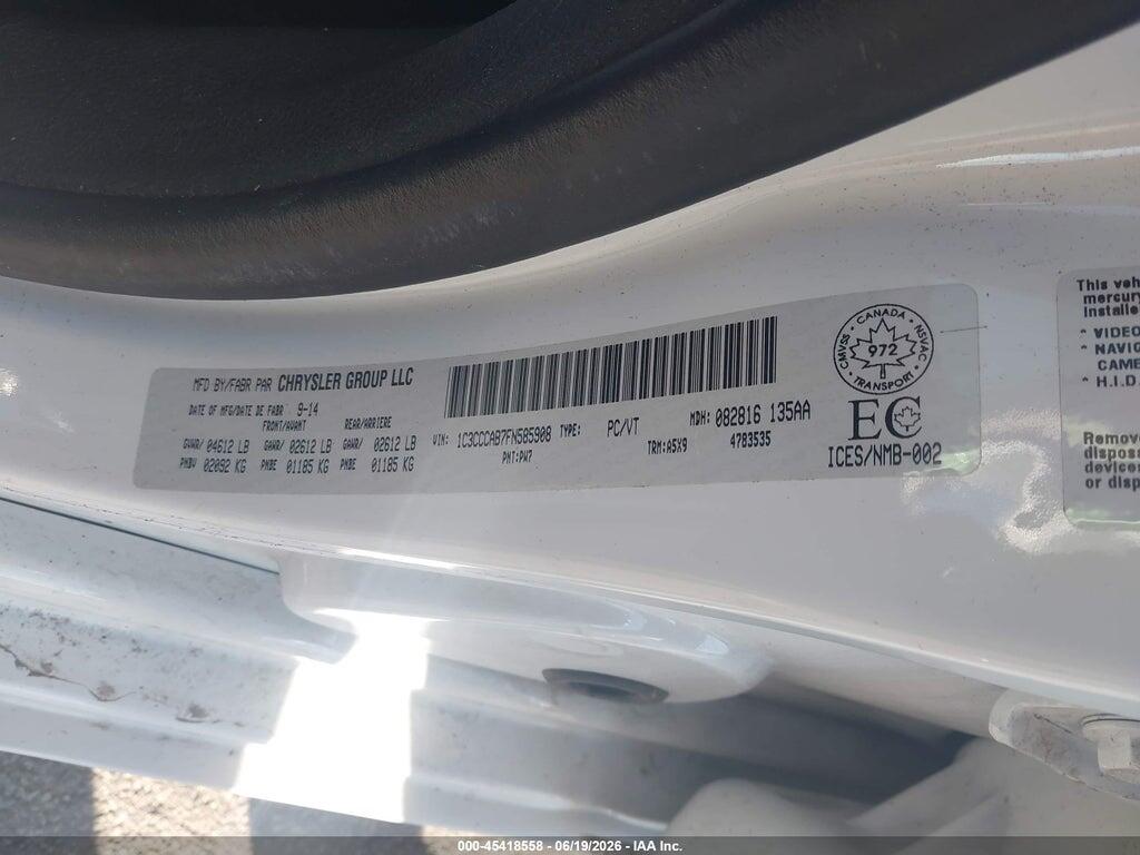 1C3CCCAB7FN585908 2015 CHRYSLER 200 photo no. 9