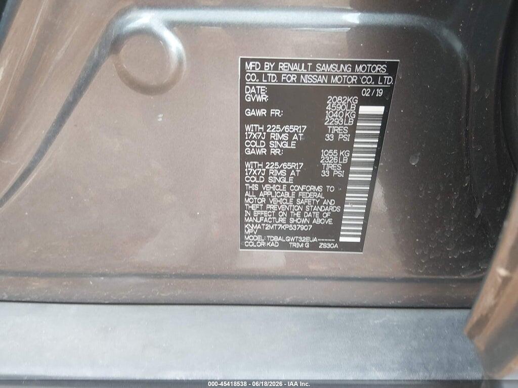 KNMAT2MT7KP537907 2019 NISSAN ROGUE photo no. 9