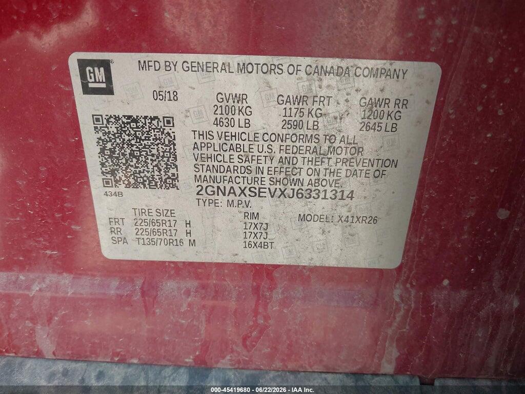 2GNAXSEVXJ6331314 2018 CHEVROLET EQUINOX photo no. 9