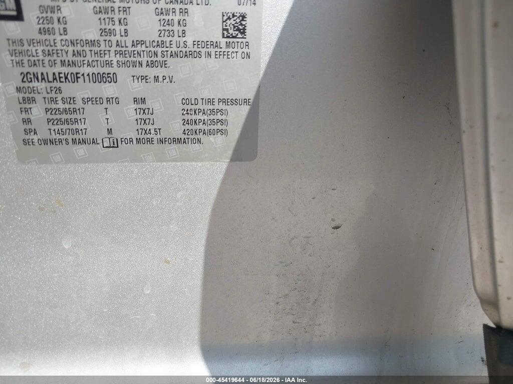 2GNALAEK0F1100650 2015 CHEVROLET EQUINOX photo no. 9