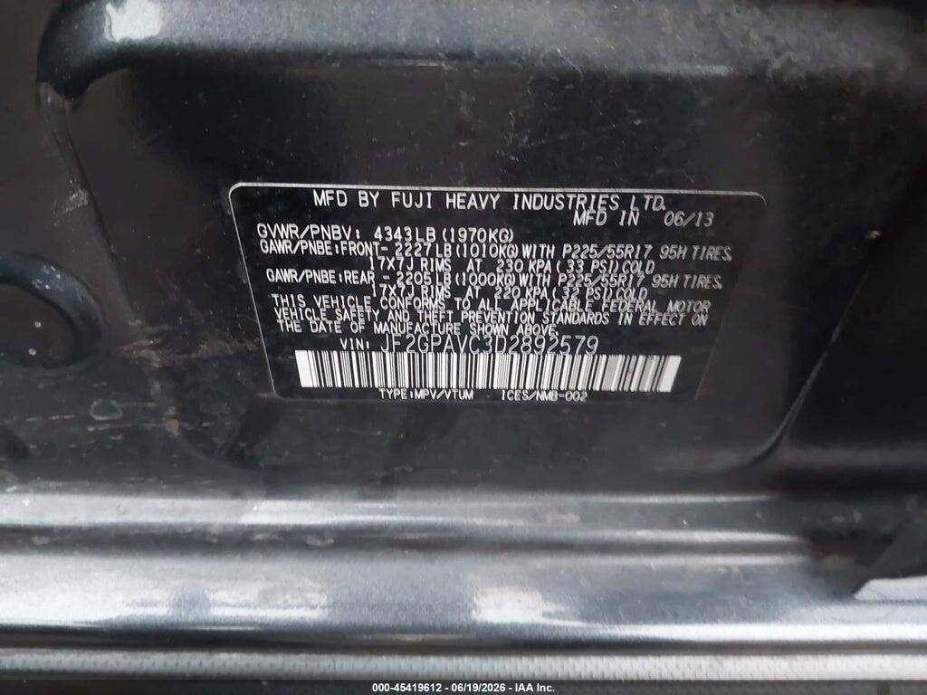 JF2GPAVC3D2892579 2013 SUBARU XV CROSSTREK photo no. 9
