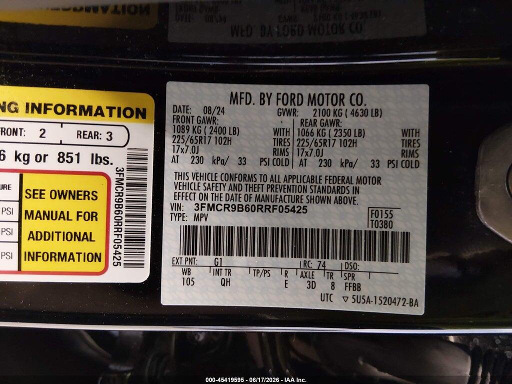 3FMCR9B60RRF05425 2024 FORD BRONCO SPORT photo no. 9