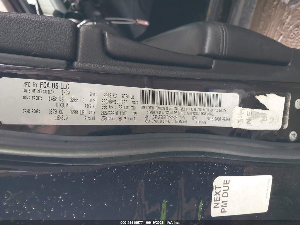 1C4RJEBG0LC202027 2020 JEEP GRAND CHEROKEE photo no. 9