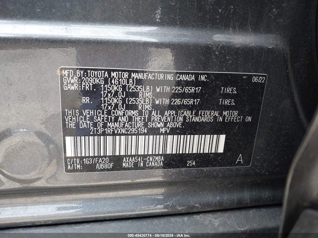2T3P1RFVXNC295194 2022 TOYOTA RAV4 photo no. 9