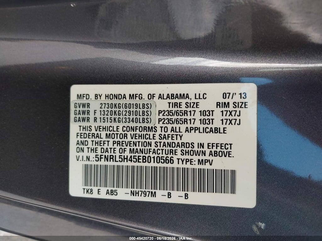 5FNRL5H45EB010566 2014 HONDA ODYSSEY photo no. 9