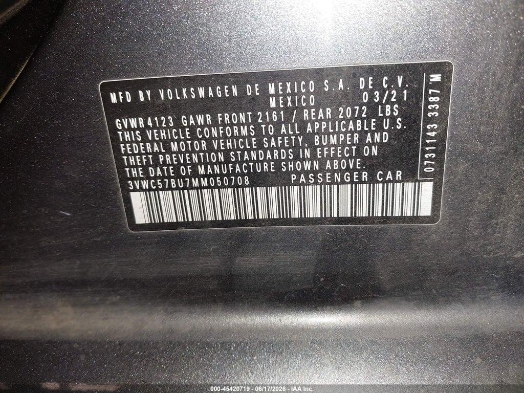 3VWC57BU7MM050708 2021 VOLKSWAGEN JETTA photo no. 9