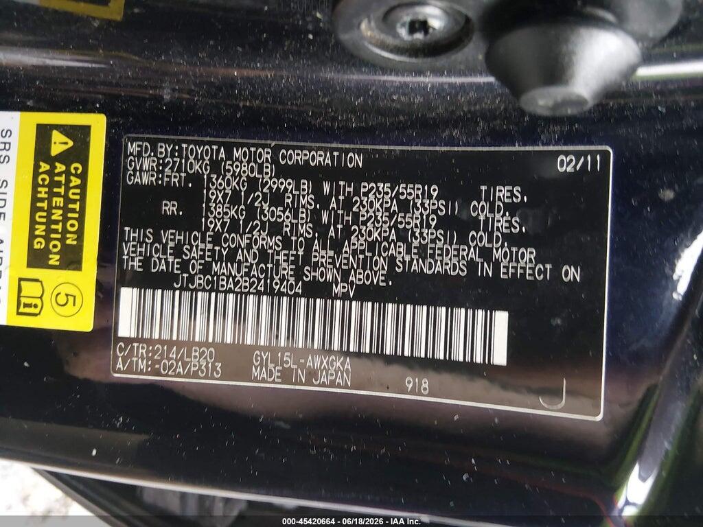 JTJBC1BA2B2419404 2011 LEXUS RX 450H photo no. 9