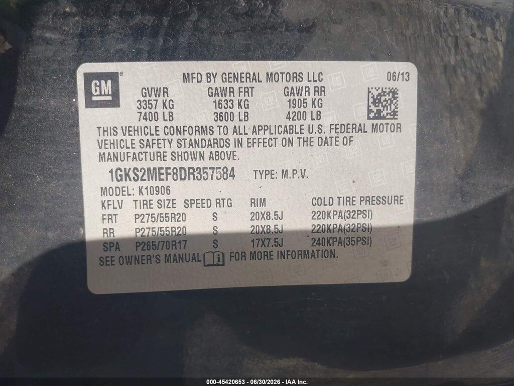 1GKS2MEF8DR357584 2013 GMC YUKON XL 1500 photo no. 9