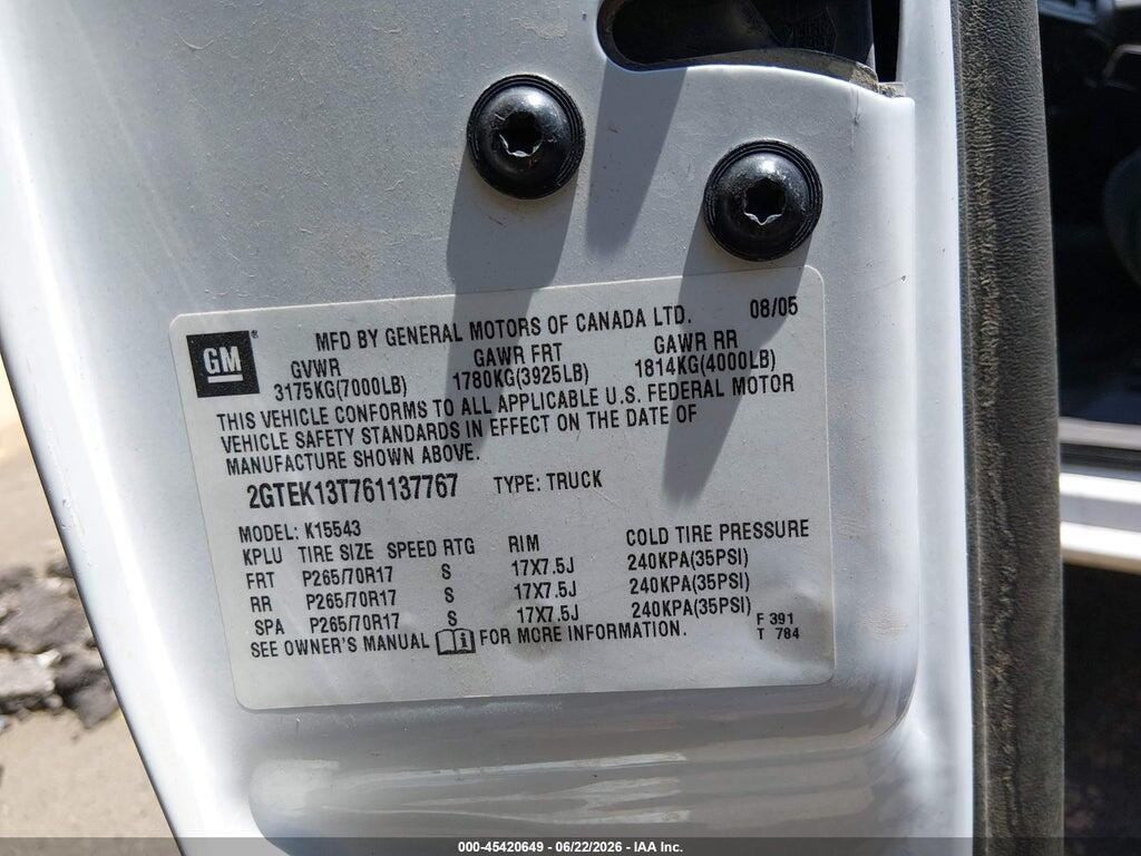 2GTEK13T761137767 2006 GMC SIERRA 1500 photo no. 9