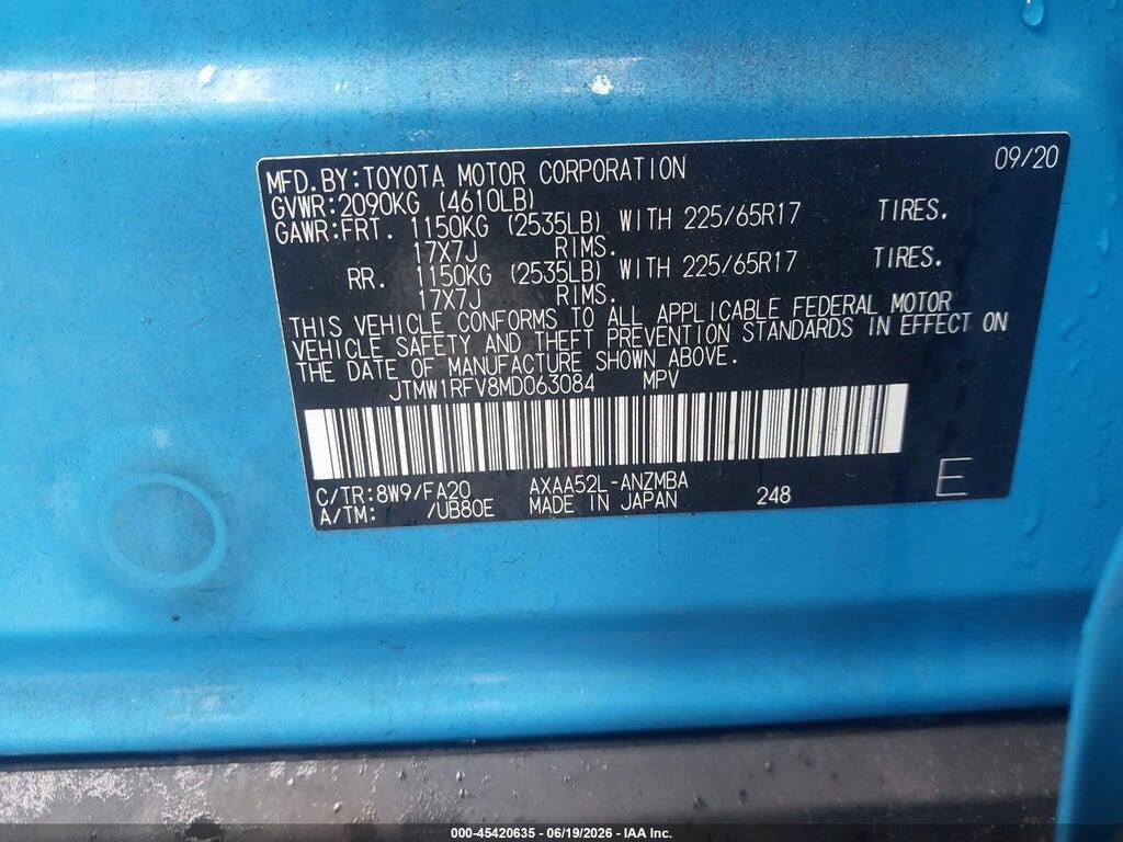 JTMW1RFV8MD063084 2021 TOYOTA RAV4 photo no. 9