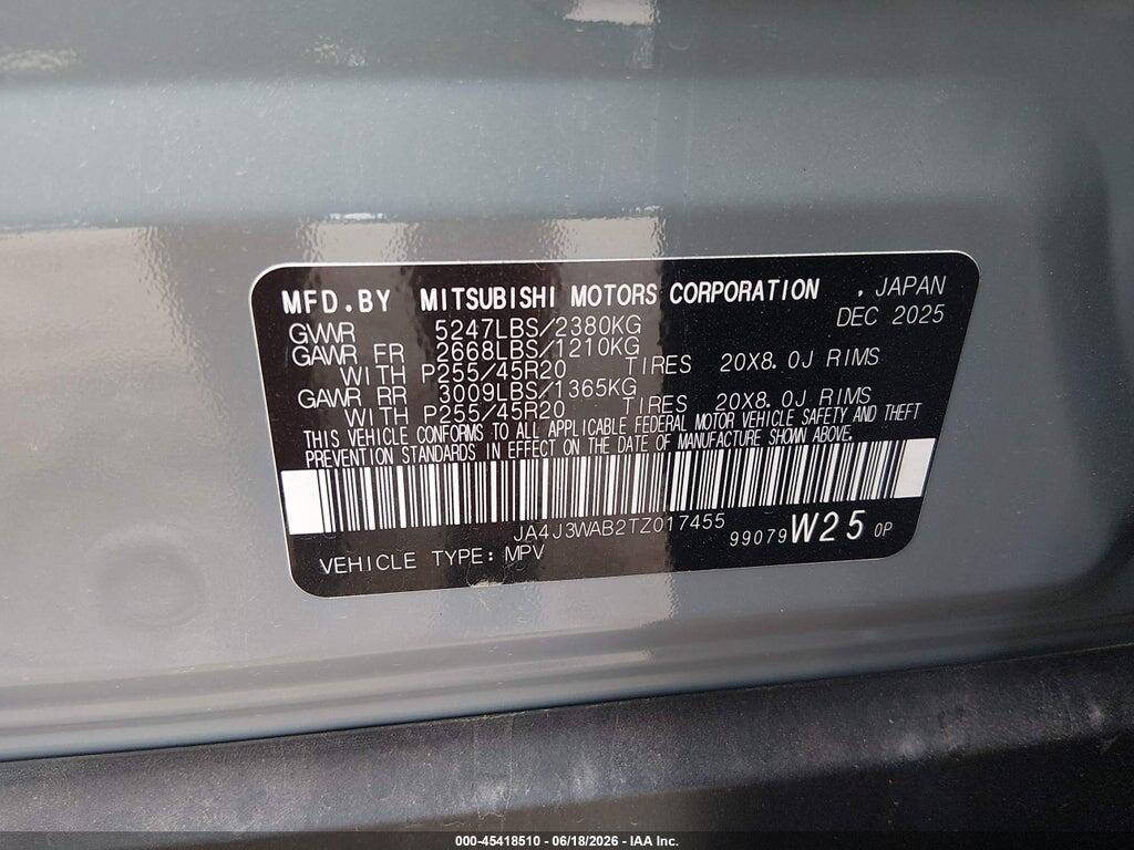 JA4J3WAB2TZ017455 2026 MITSUBISHI OUTLANDER photo no. 9