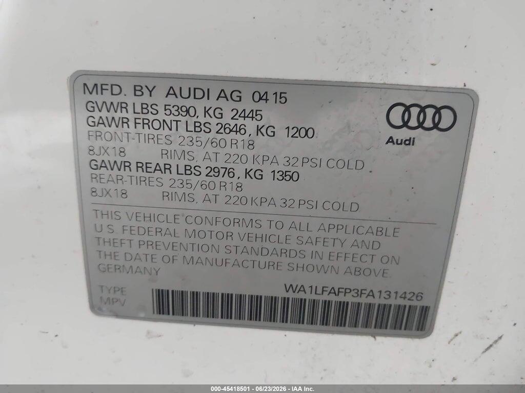 WA1LFAFP3FA131426 2015 AUDI Q5 photo no. 9