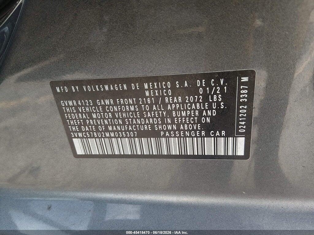 3VWC57BU2MM035307 2021 VOLKSWAGEN JETTA photo no. 9