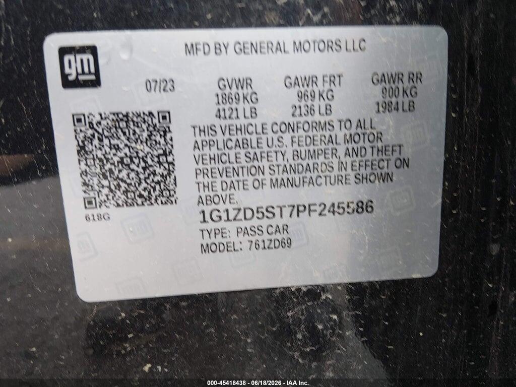 1G1ZD5ST7PF245586 2023 CHEVROLET MALIBU photo no. 9