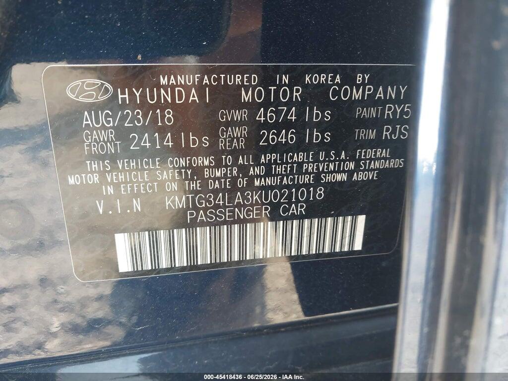 KMTG34LA3KU021018 2019 GENESIS G70 photo no. 9