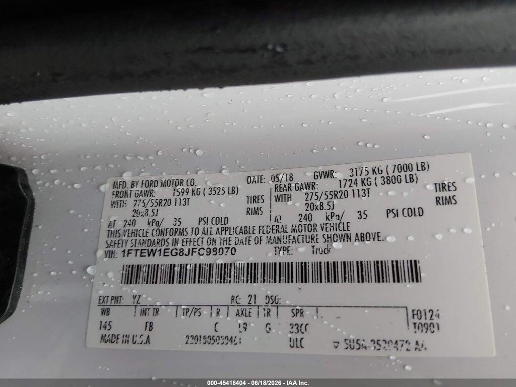 1FTEW1EG8JFC98070 2018 FORD F-150 photo no. 9