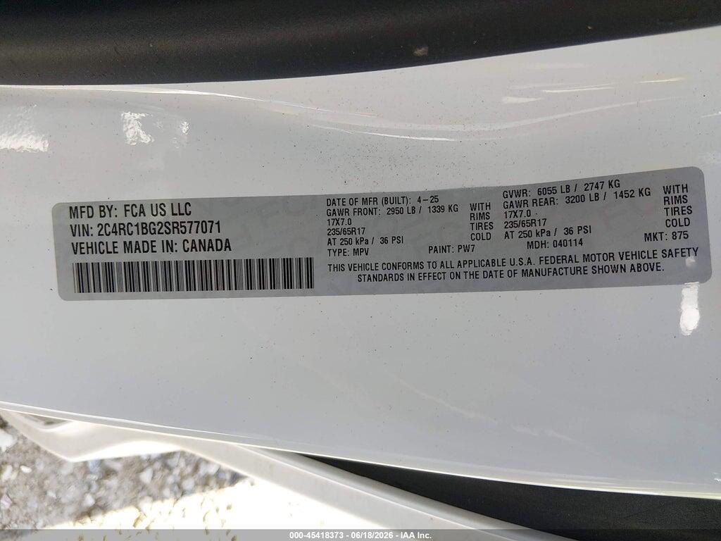 2C4RC1BG2SR577071 2025 CHRYSLER PACIFICA photo no. 9