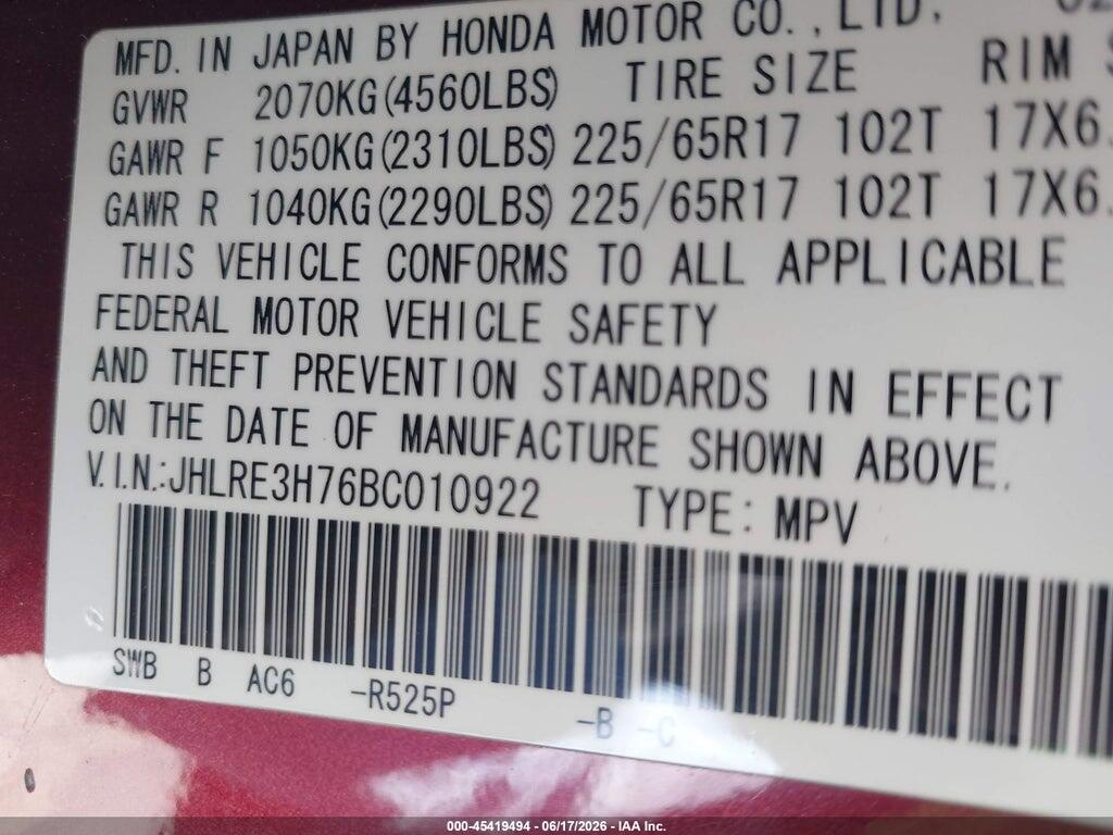 JHLRE3H76BC010922 2011 HONDA CR-V photo no. 9