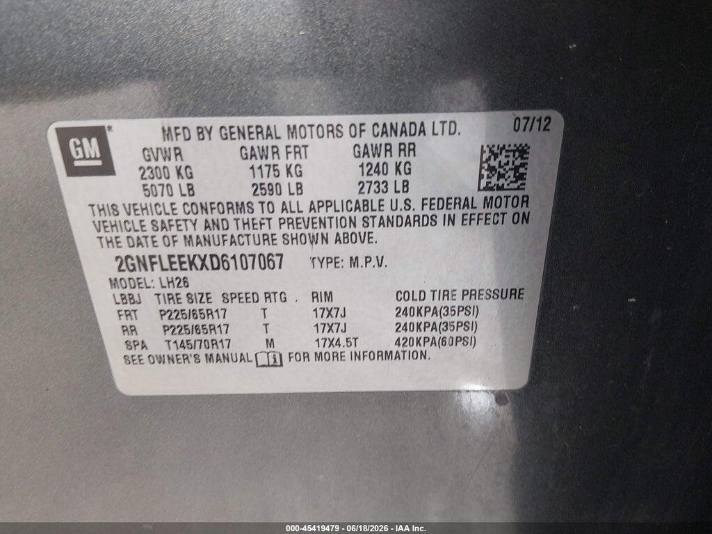 2GNFLEEKXD6107067 2013 CHEVROLET EQUINOX photo no. 9