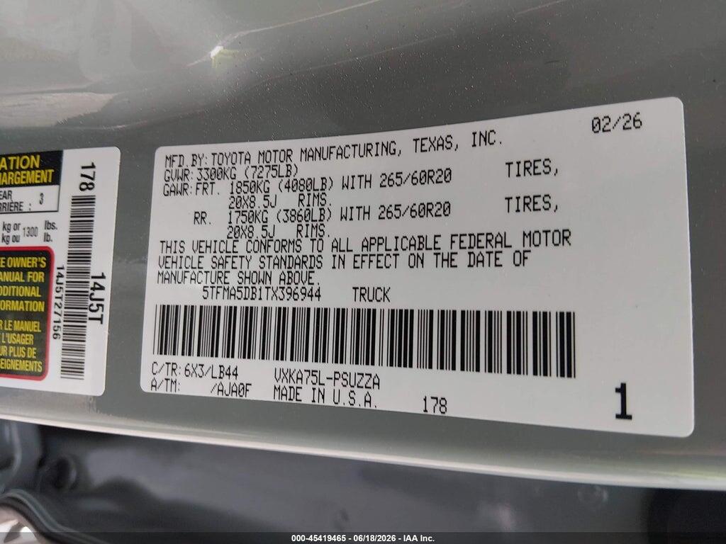 5TFMA5DB1TX396944 2026 TOYOTA TUNDRA photo no. 9