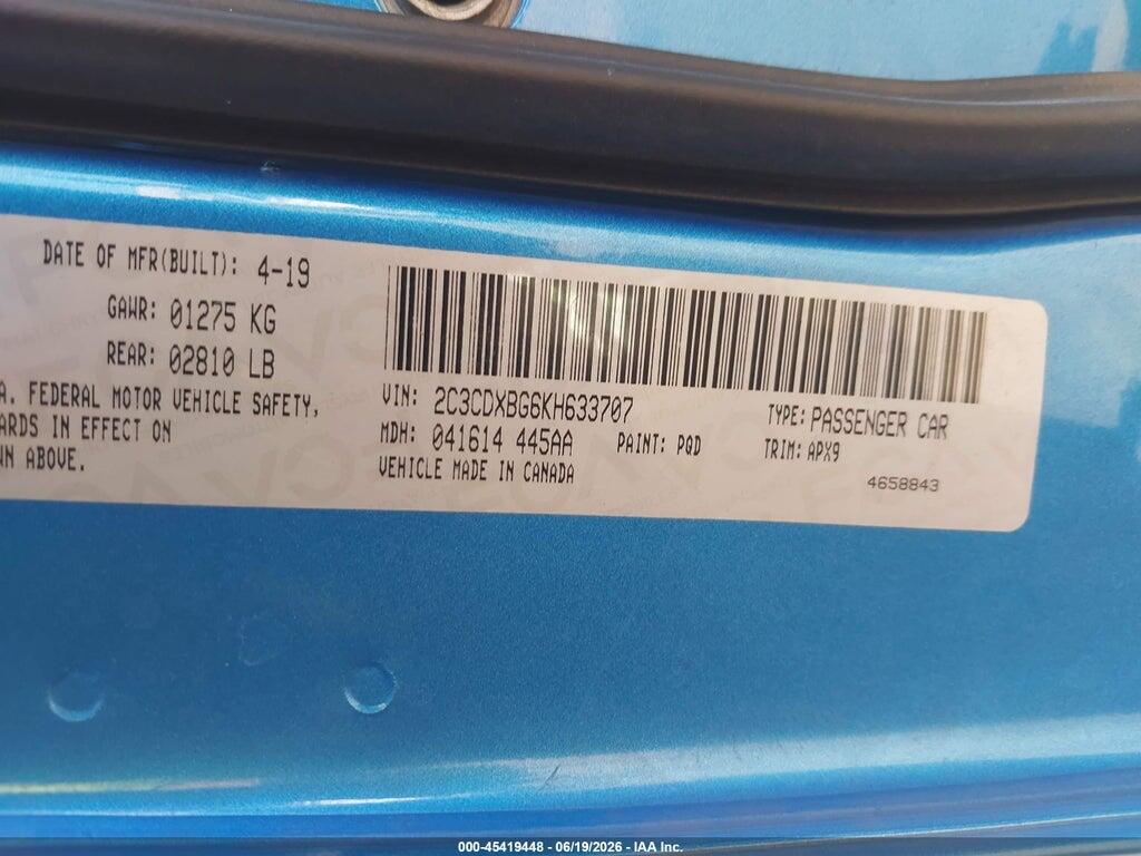 2C3CDXBG6KH633707 2019 DODGE CHARGER photo no. 9