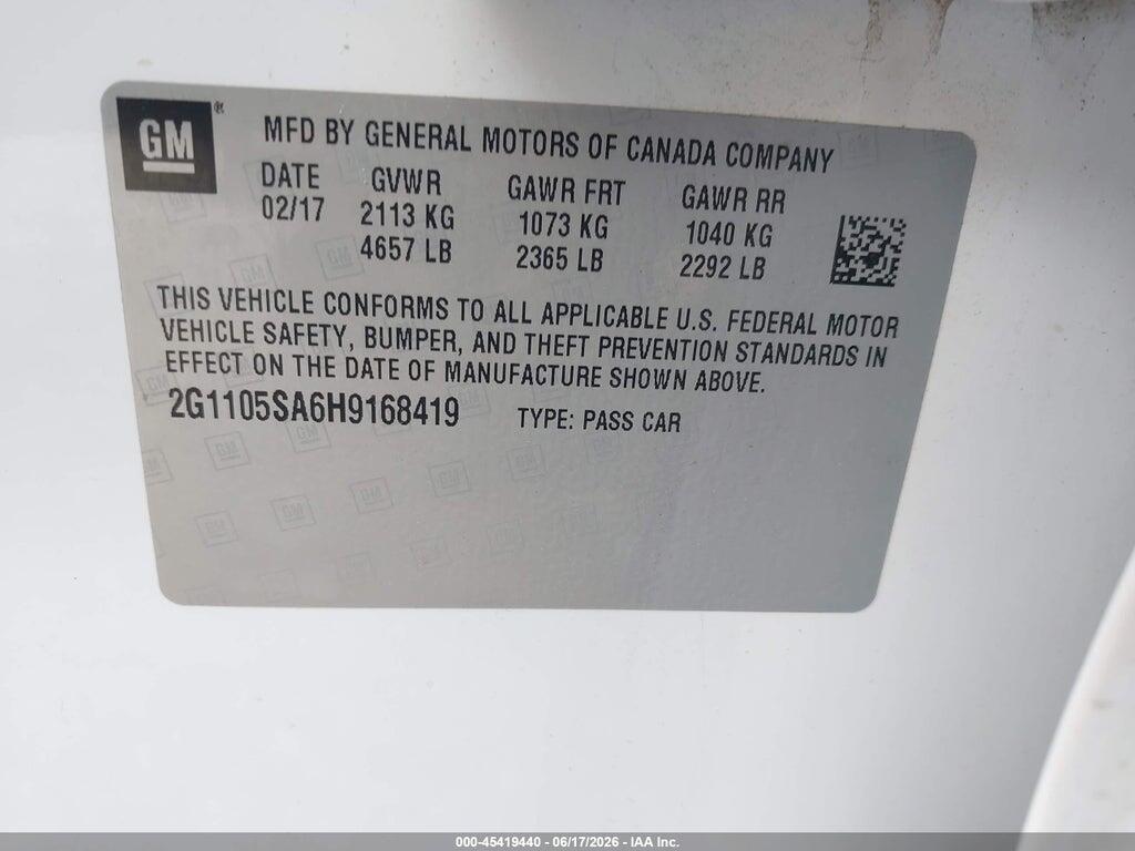 2G1105SA6H9168419 2017 CHEVROLET IMPALA photo no. 9
