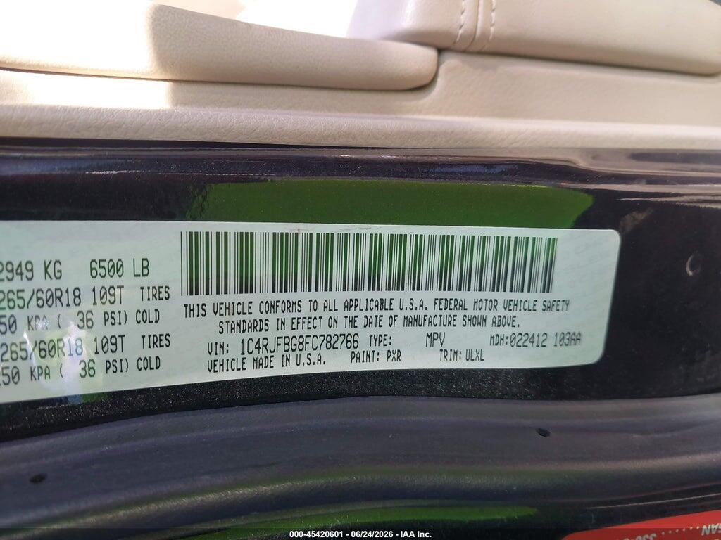 1C4RJFBG8FC782766 2015 JEEP GRAND CHEROKEE photo no. 9