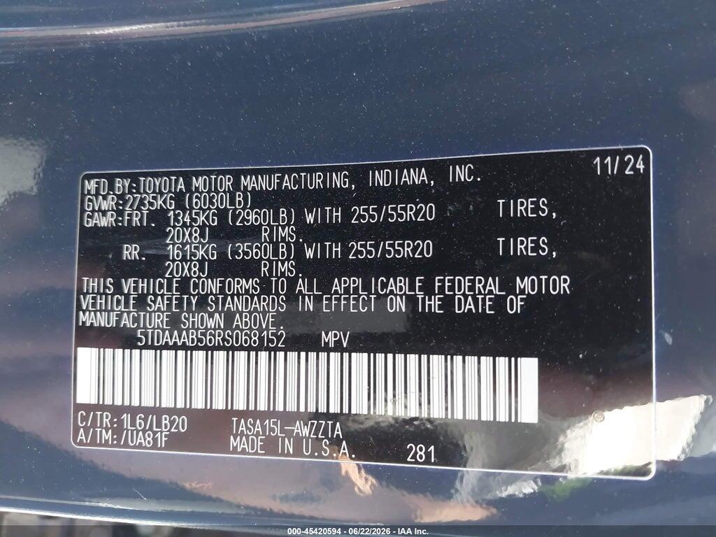 5TDAAAB56RS068152 2024 TOYOTA GRAND HIGHLANDER photo no. 9