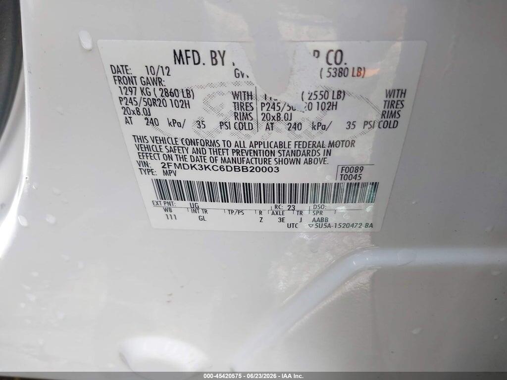 2FMDK3KC6DBB20003 2013 FORD EDGE photo no. 9