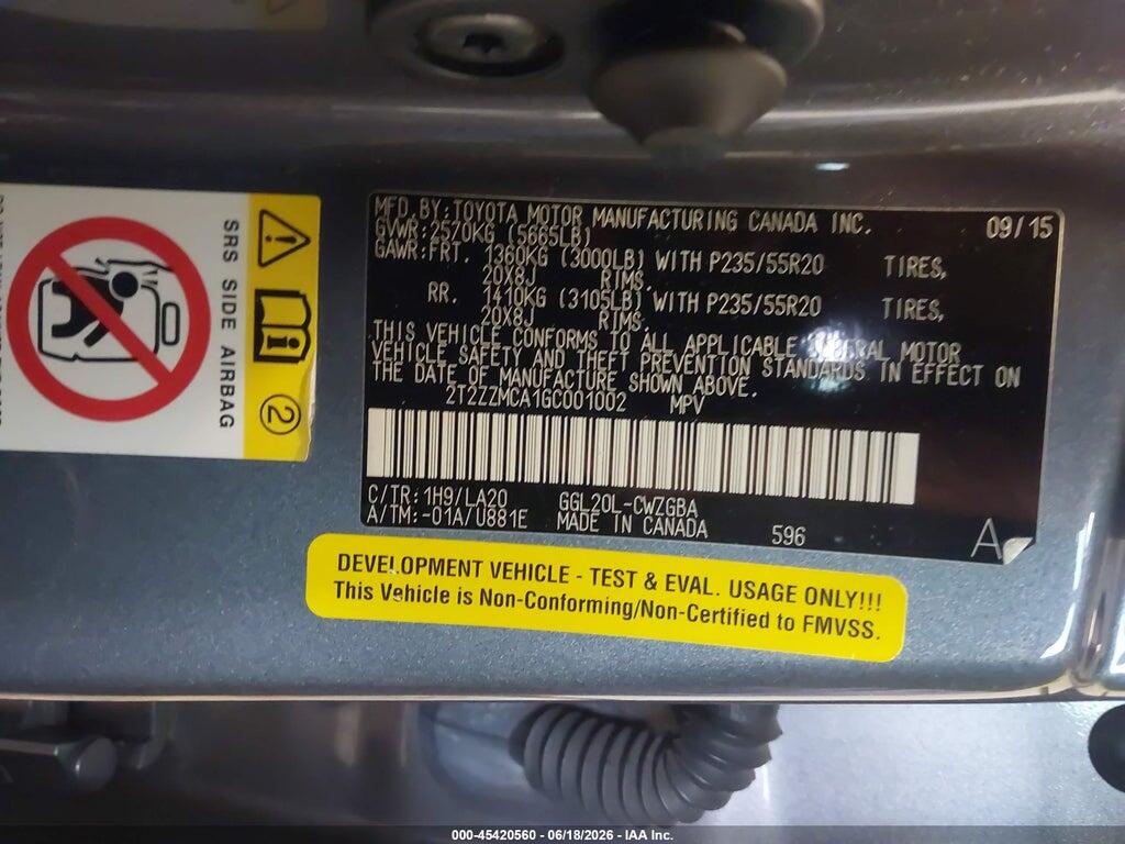 2T2ZZMCA1GC001002 2016 LEXUS RX 350 photo no. 9