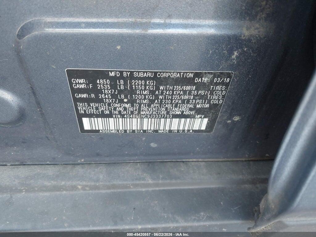 4S4BSENC9J3337703 2018 SUBARU OUTBACK photo no. 9