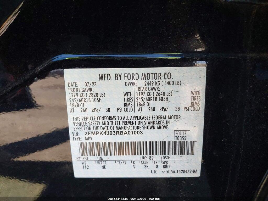 2FMPK4J93RBA01003 2024 FORD EDGE photo no. 9
